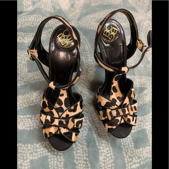 BCBGENERATION animal print stiletto peep toe heels - Picture 1 of 6